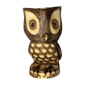 Owl Figurines Carved Cork Owl Signed By Artist Manaur - Am ?? Bird Collectibles